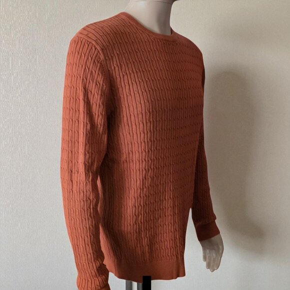 NWT JOHN HENRIC Sweden ( LG ) Ribbed Cable Knit Cotton Sweater - Picture 4 of 8